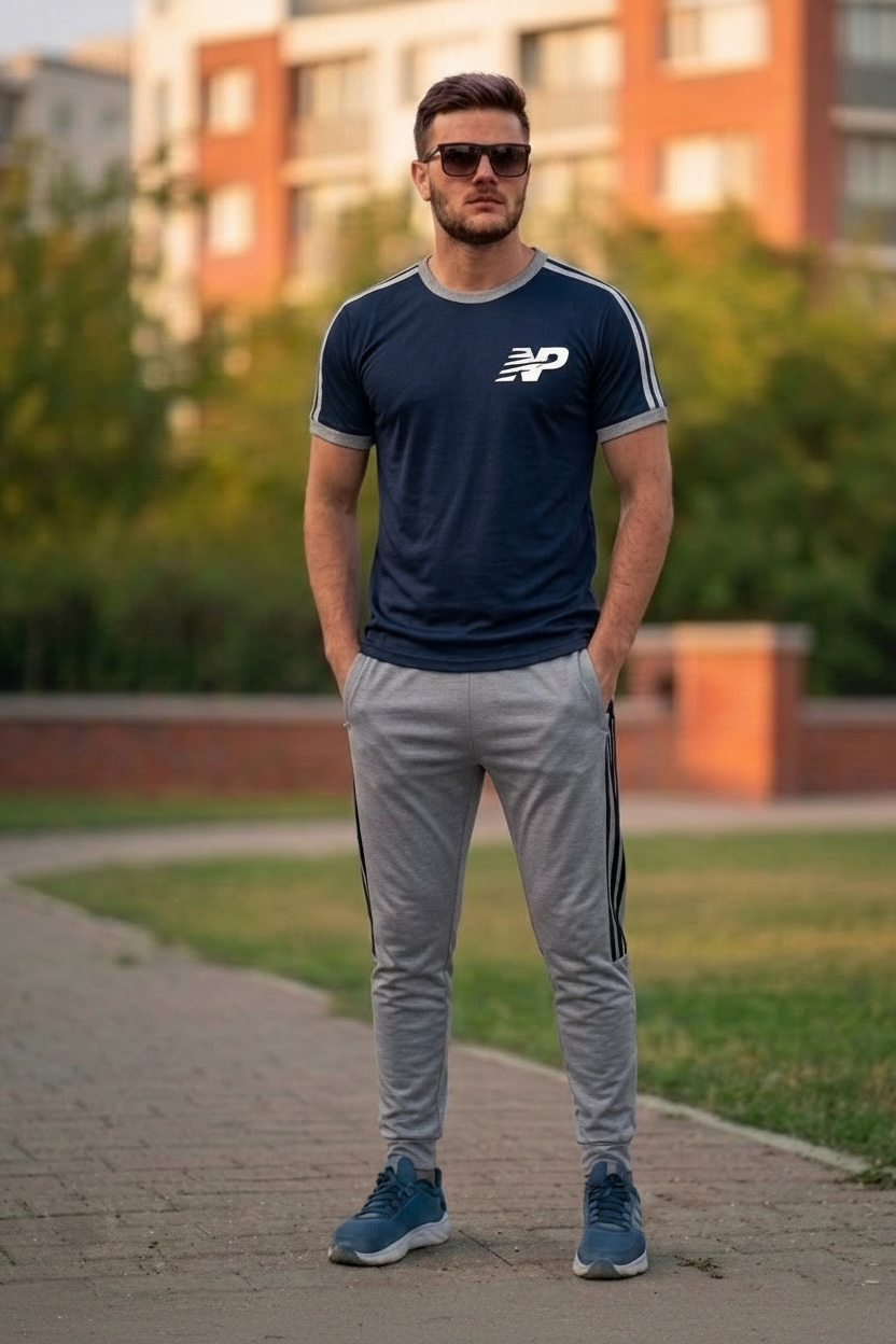 NP Summer Tracksuit Set- Blue & Grey