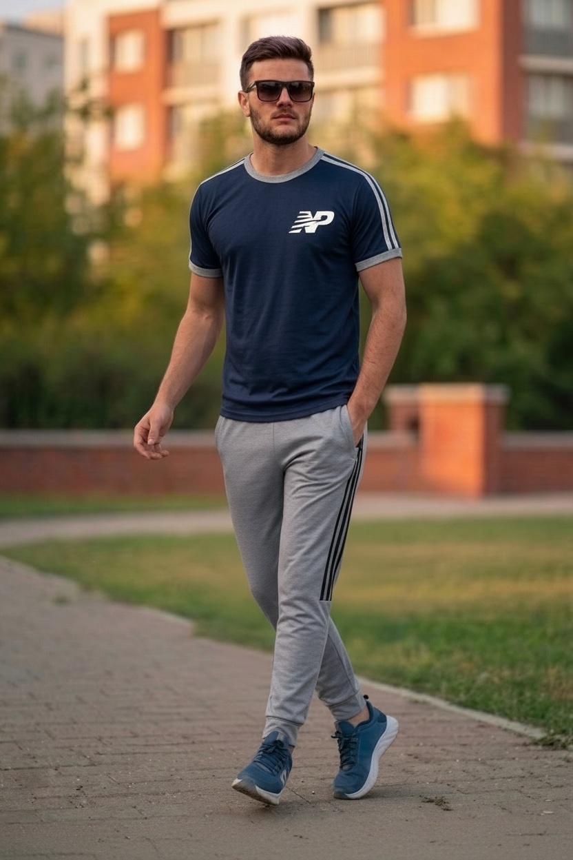 NP Summer Tracksuit Set- Blue & Grey