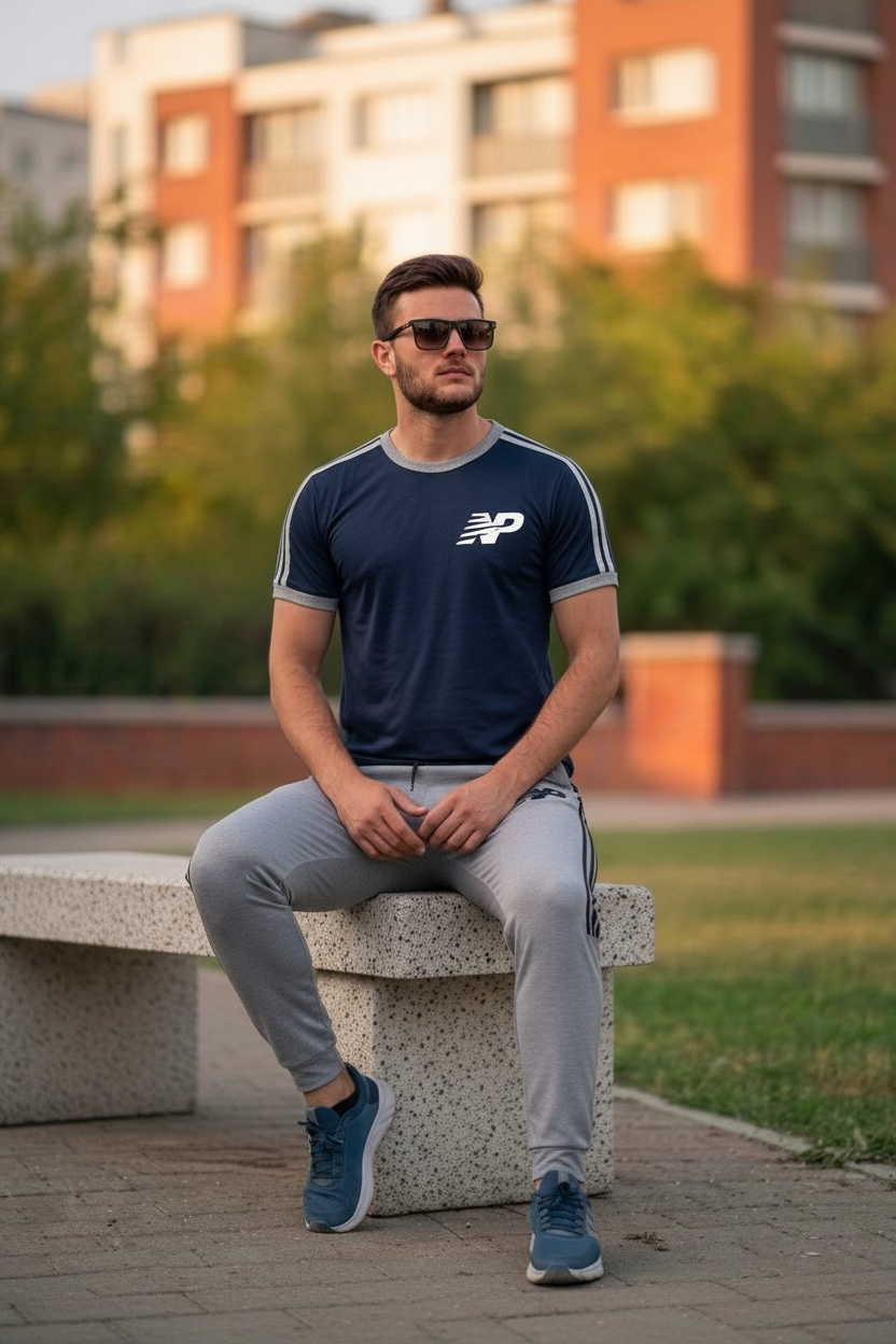 NP Summer Tracksuit Set- Blue & Grey